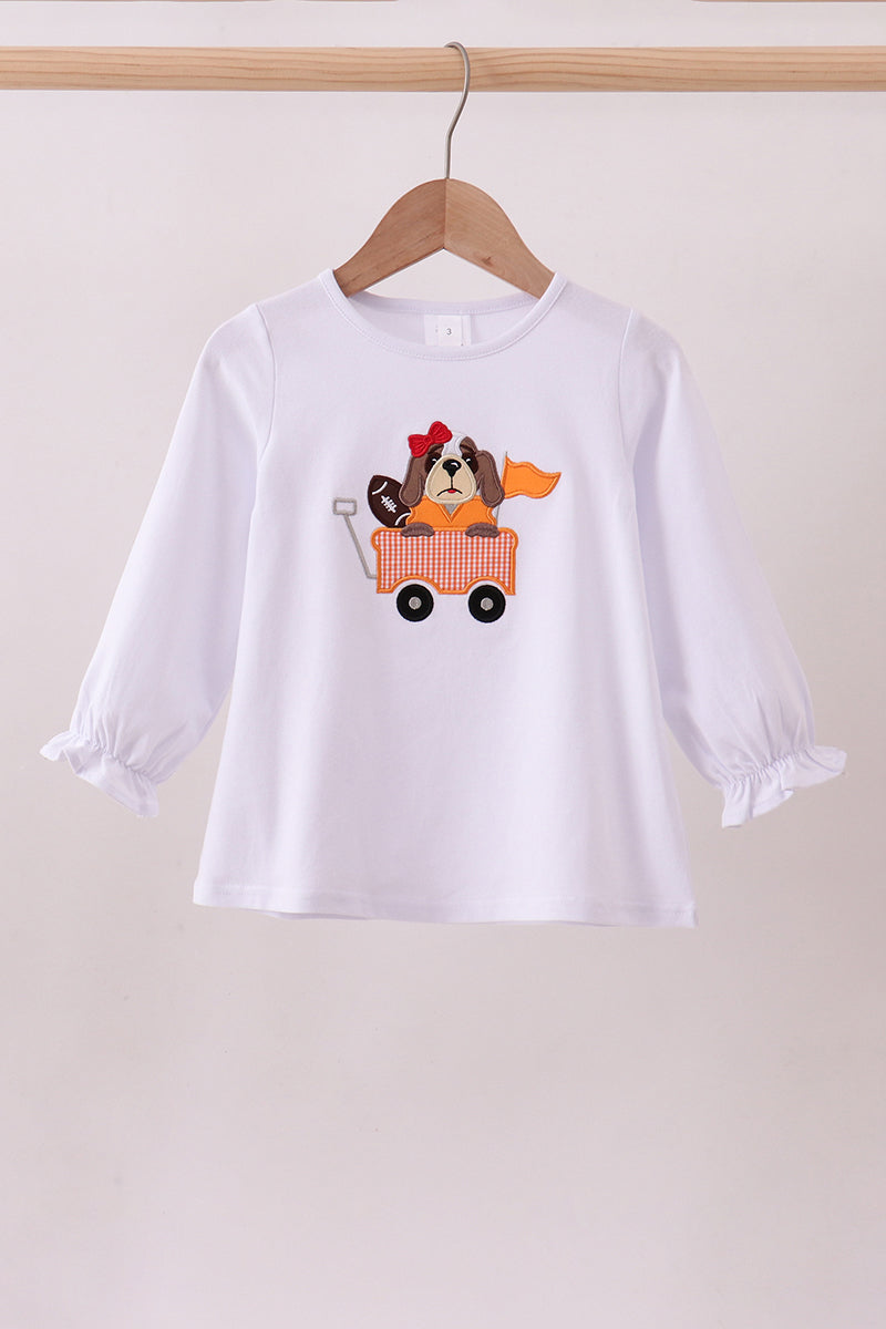 Premium White Tennessee puppy applique top