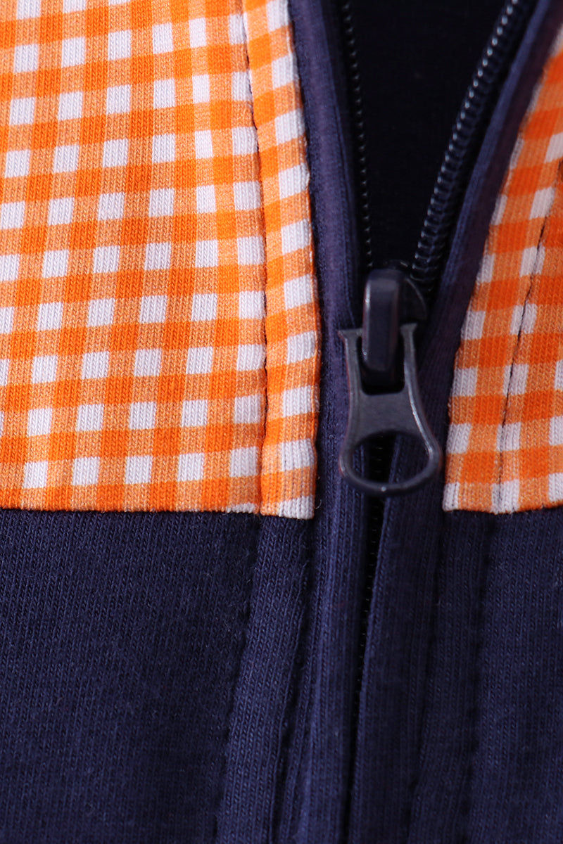 Premium Navy Auburn embroidery ruffle top