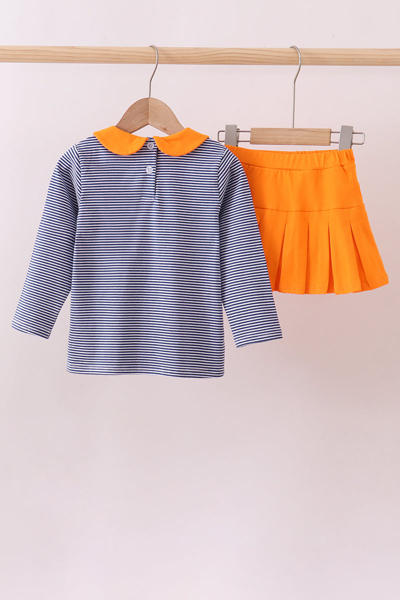 Premium Auburn stripe football embroidery skorts set