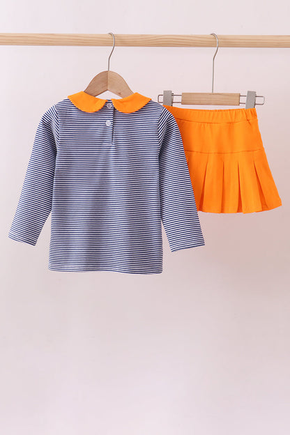 Premium Auburn stripe football embroidery skorts set
