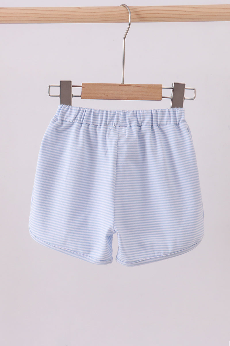 Premium Blue&white stripe bow shorts
