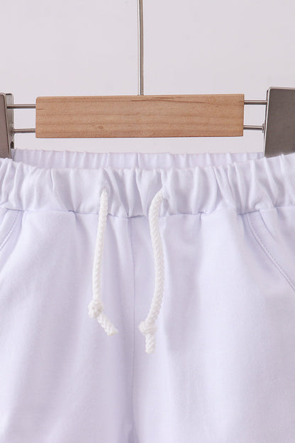 Premium White drawstring shorts