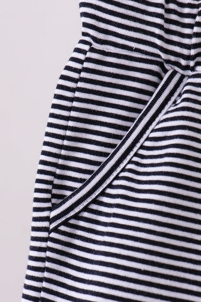 Premium Navy&white stripe drawstring shorts