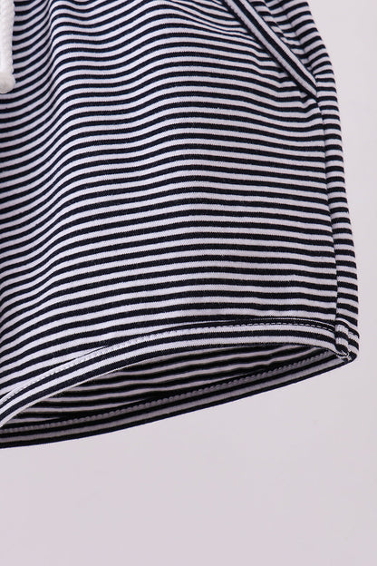 Premium Navy&white stripe drawstring shorts