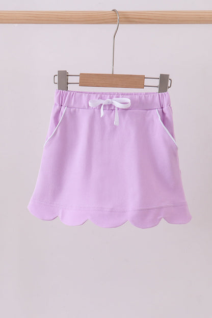 Purple scallop hem bow skort