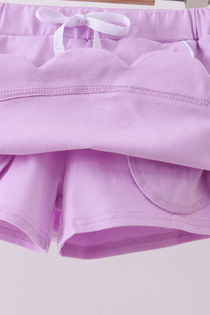 Purple scallop hem bow skort