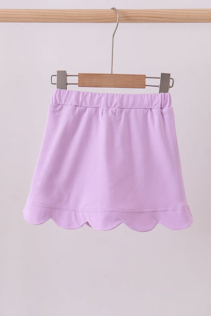 Purple scallop hem bow skort
