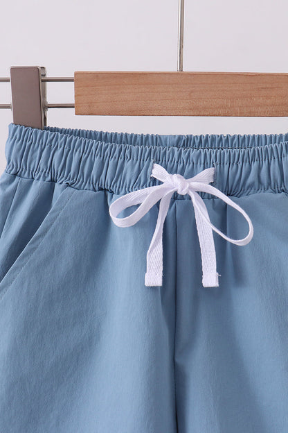 Dusty blue pocket performance shorts