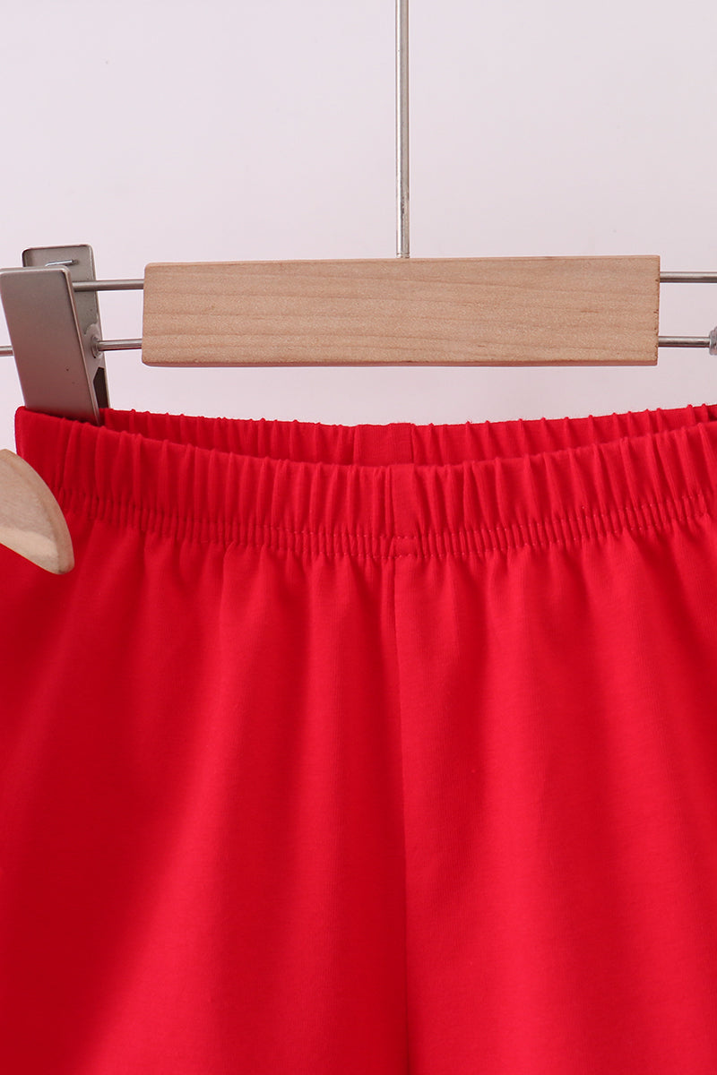 Pink baseball bow stripe ruffle shorts set