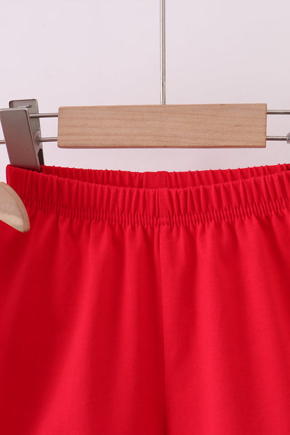 Pink baseball bow stripe ruffle shorts set