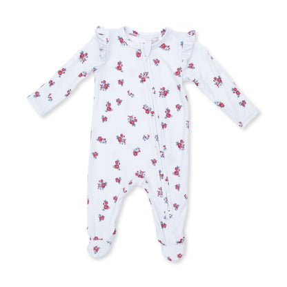 Alyssa Floral - 2 Way Ruffle Sleeve Zipper Footie