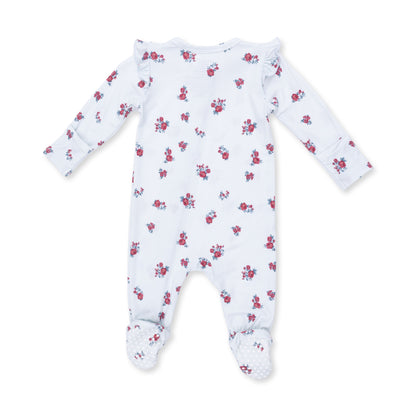 Alyssa Floral - 2 Way Ruffle Sleeve Zipper Footie