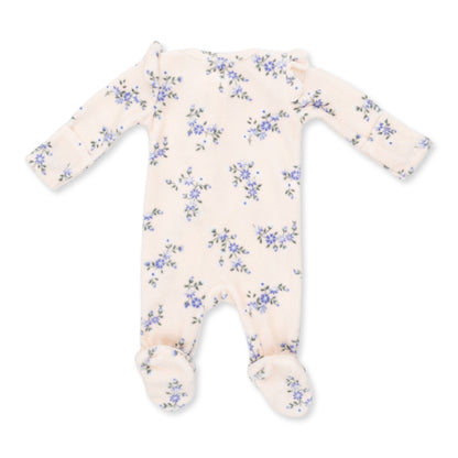 Sweet Hanna Floral Velour - 2 Way Ruffle Sleeve Zipper Footie