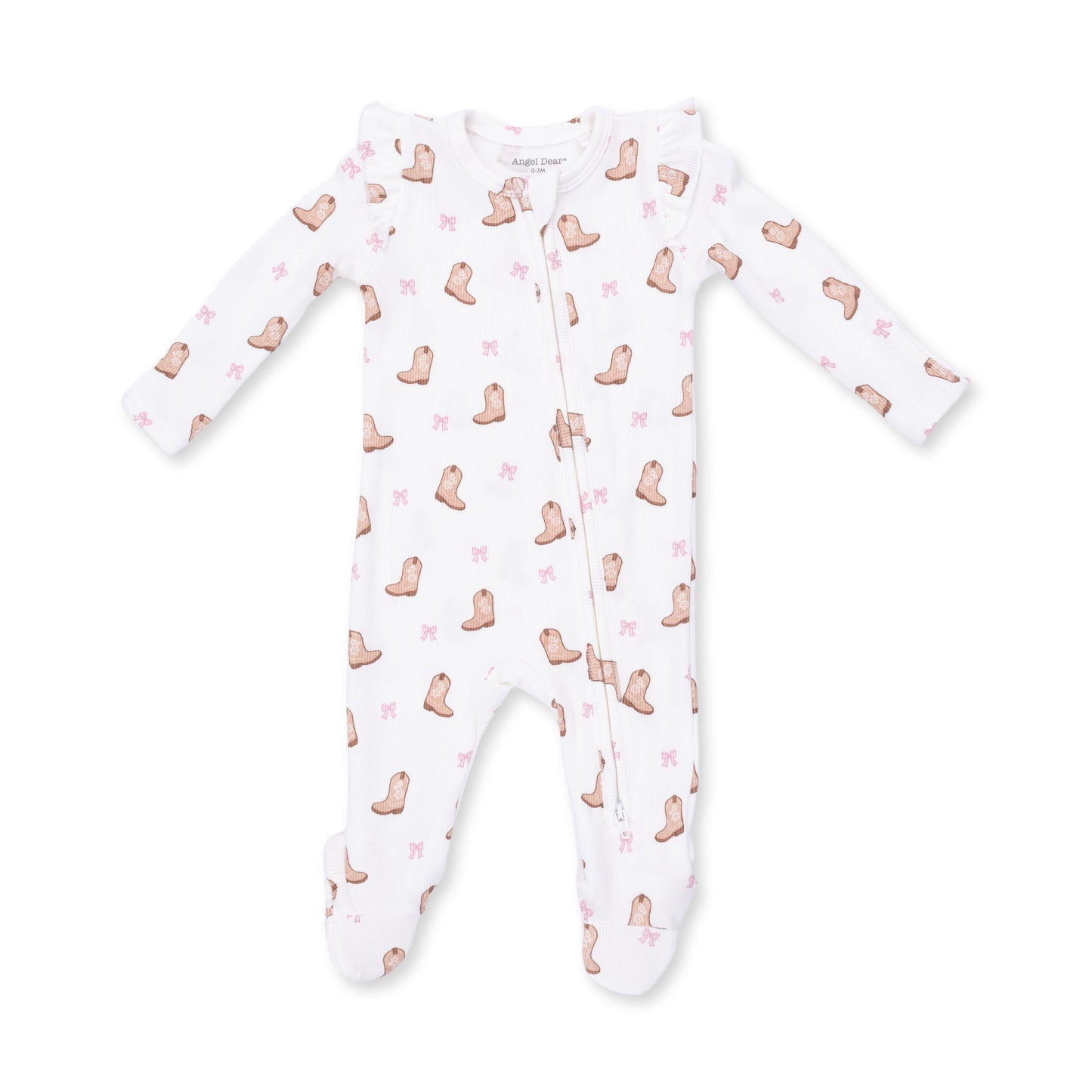 Mini Cowgirl Boots - 2 Way Ruffle Sleeve Zipper Footie