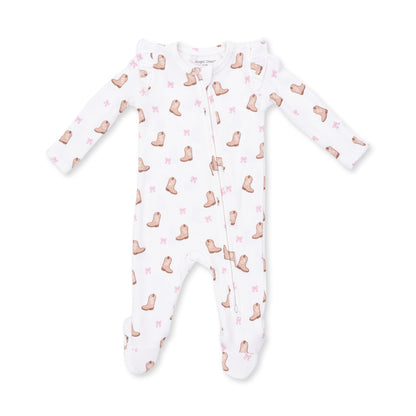 Mini Cowgirl Boots - 2 Way Ruffle Sleeve Zipper Footie