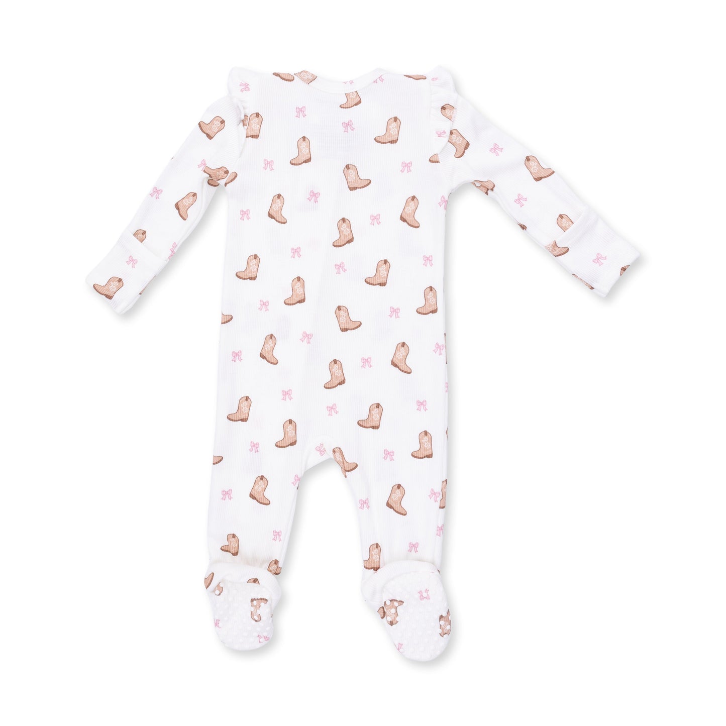 Mini Cowgirl Boots - 2 Way Ruffle Sleeve Zipper Footie