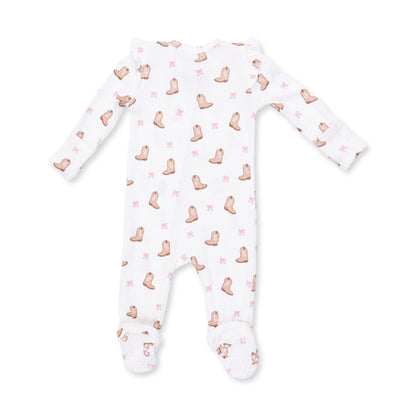 Mini Cowgirl Boots - 2 Way Ruffle Sleeve Zipper Footie