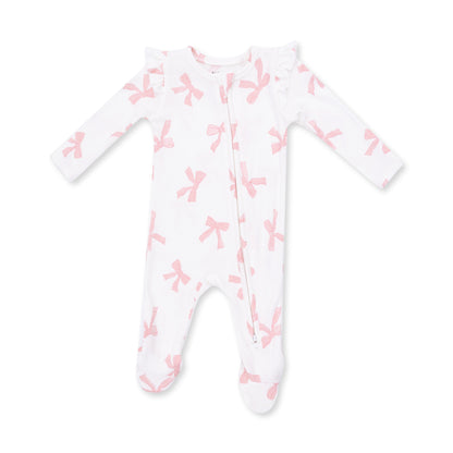 Pretty Bows - 2 Way Ruffle Sleeve Zipper Footie
