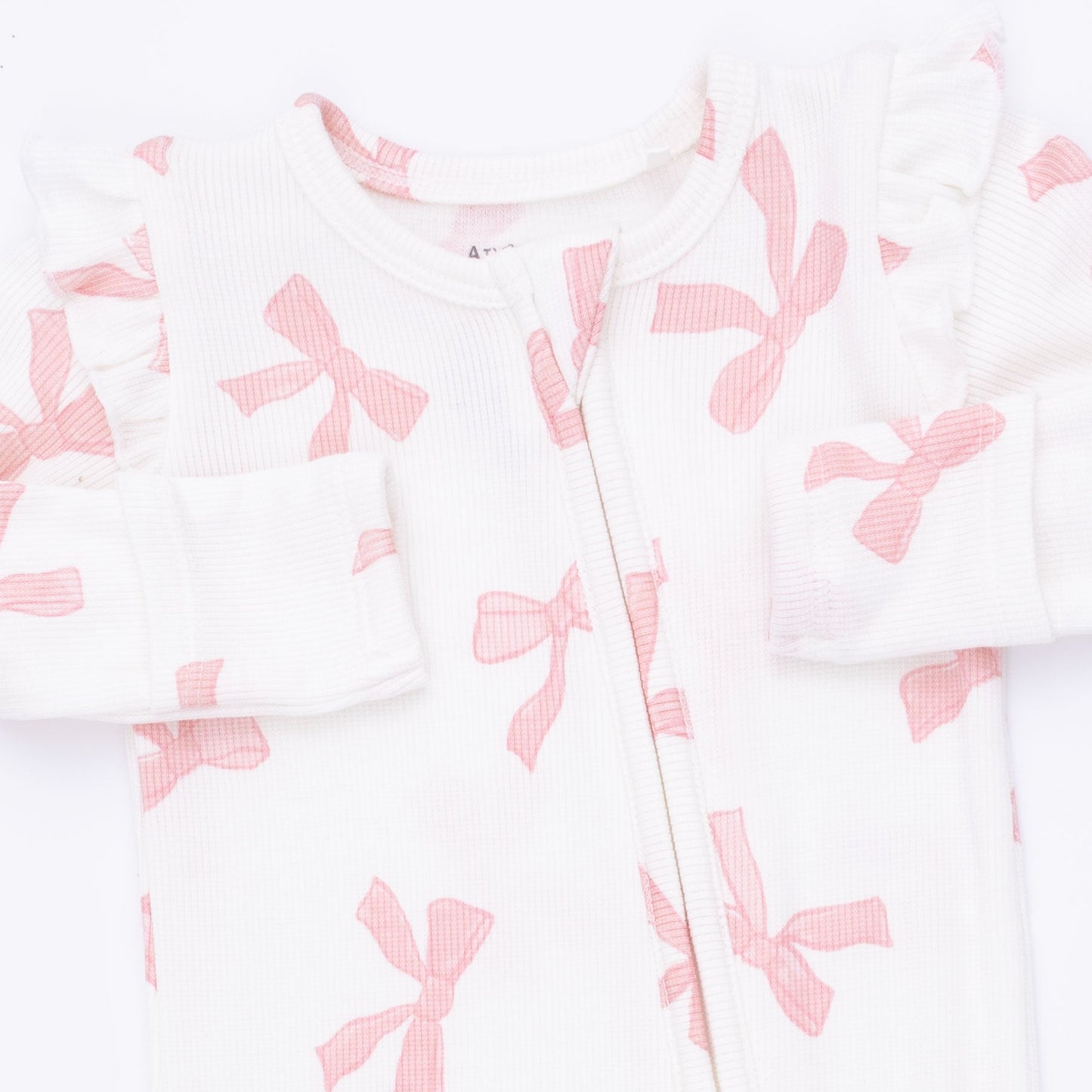 Pretty Bows - 2 Way Ruffle Sleeve Zipper Footie