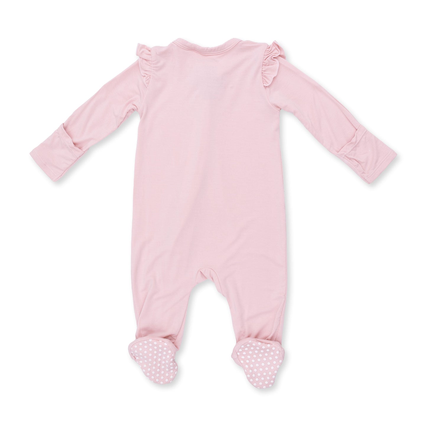 Solid Peachskin - 2 Way Ruffle Sleeve Zipper Footie