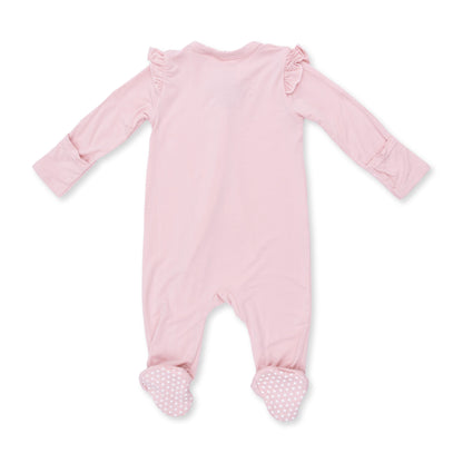 Solid Peachskin - 2 Way Ruffle Sleeve Zipper Footie