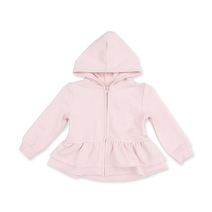 Veiled Pink Bows - Zip Peplum Hoodie