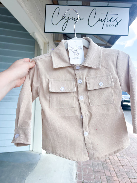 Khaki Button Down - Cajun Cuties & Co