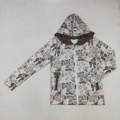 Sibling Family Adult Kids Bows Camo Pockets Zip Hunting Hoodie Jackets Top