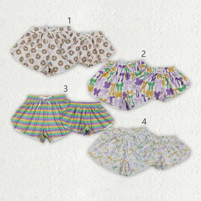 Mama and Me Mardigras Donuts Stripe Yoga Active Shorts Bottoms