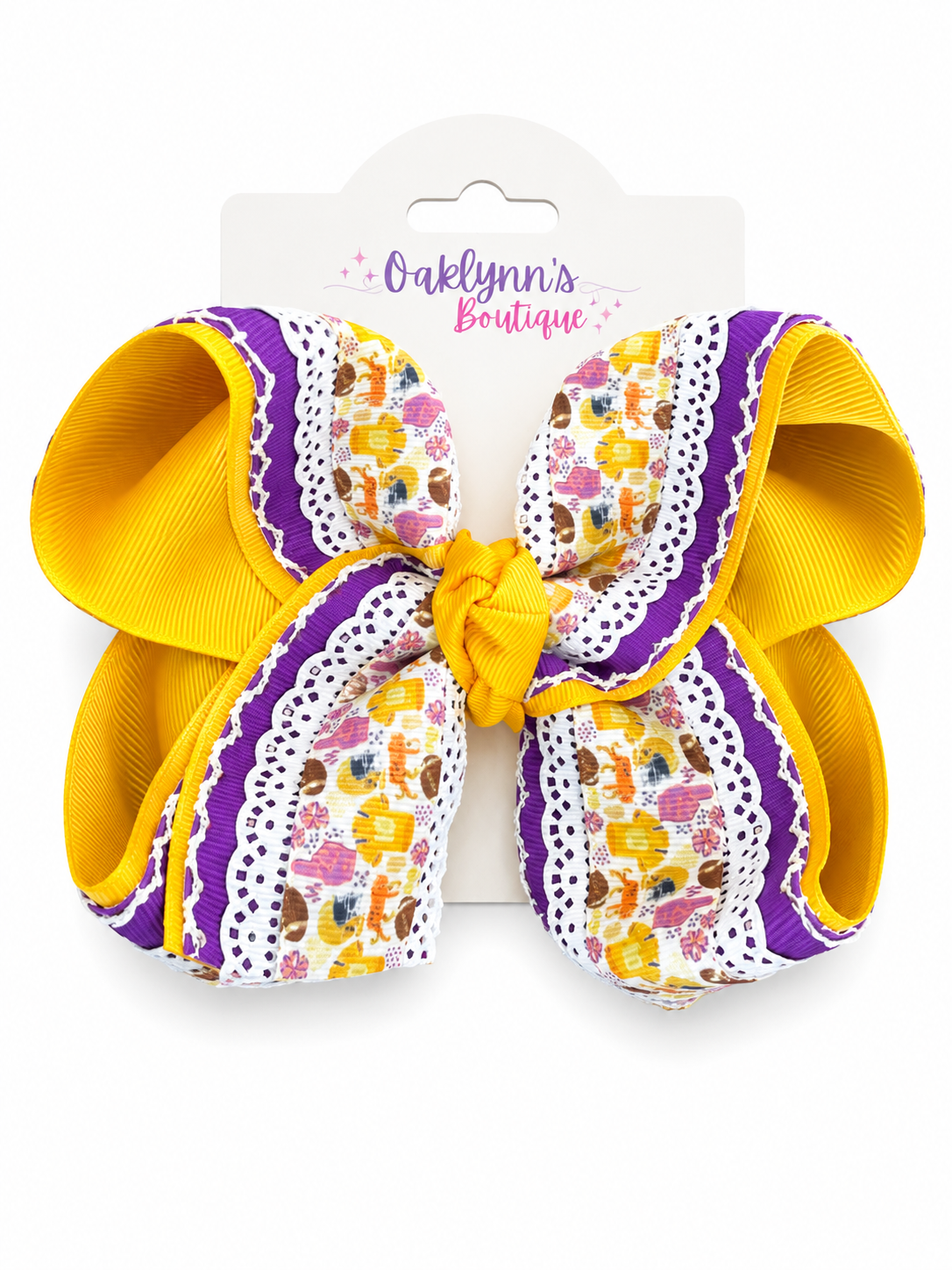 Yellow& Purple lace bow