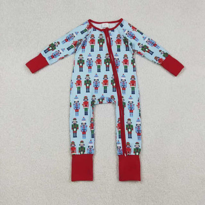 Sibling Baby Boys Girls Soldiers Checked Christmas Ruffle Knee Length Dress Pajamas Sets Footie Rompers