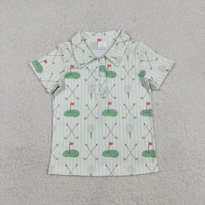 Sibling Baby Boys Golf Flags Button Polo Shirts Top