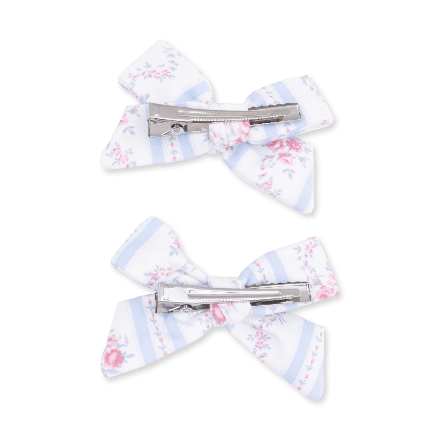 Anna Floral Stripe - 2 Pack Bow Clips