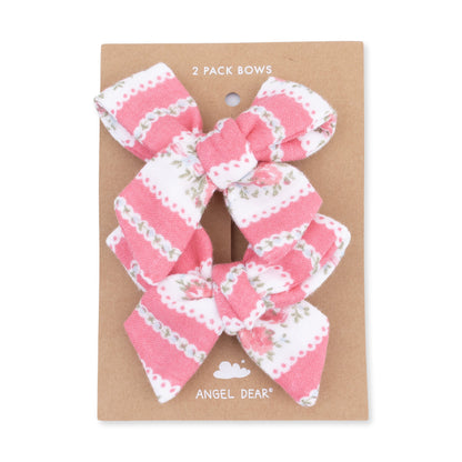 Suzie Floral Stripe - 2 Pack Bow Clips