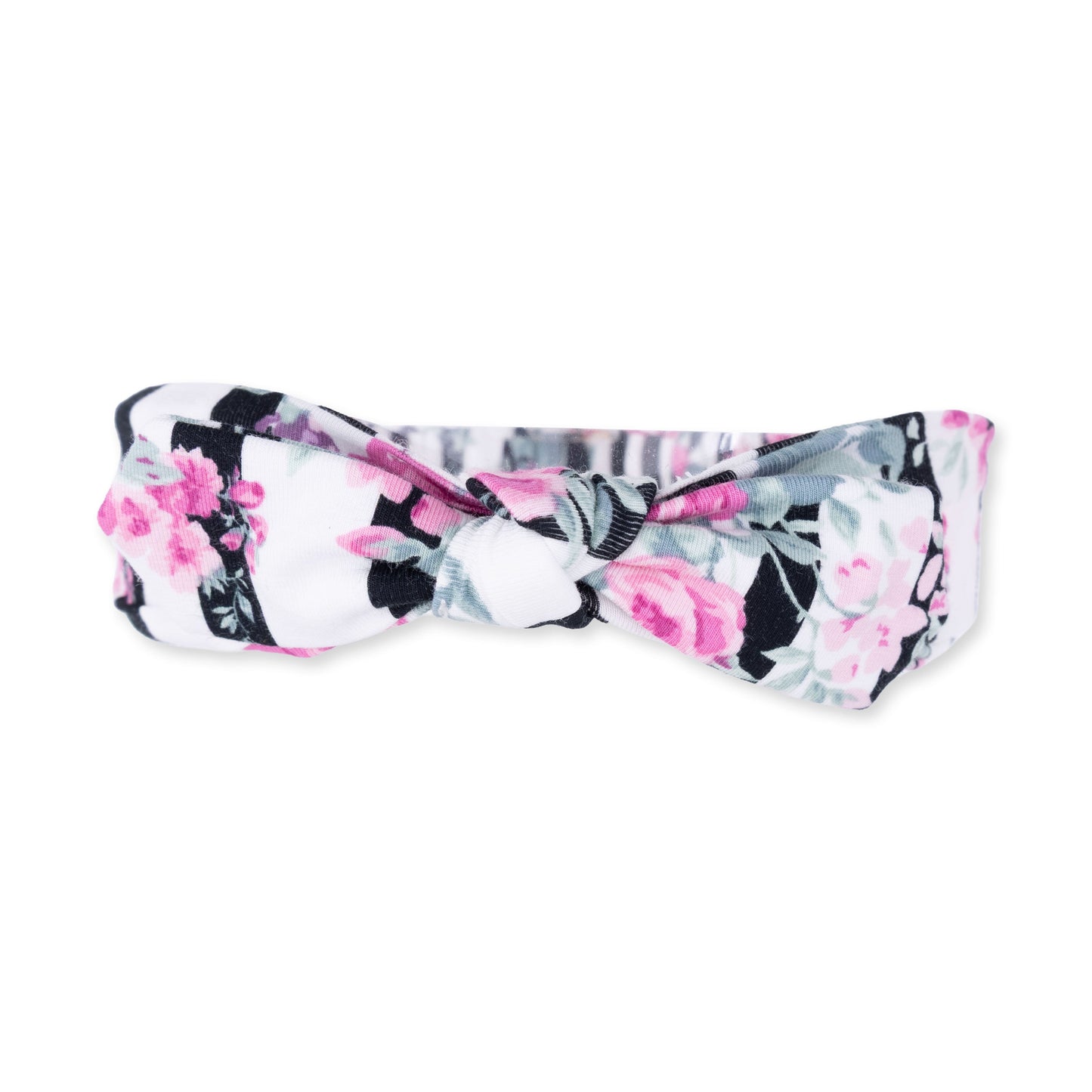 Cabbage Rose Stripe - Knot Headband