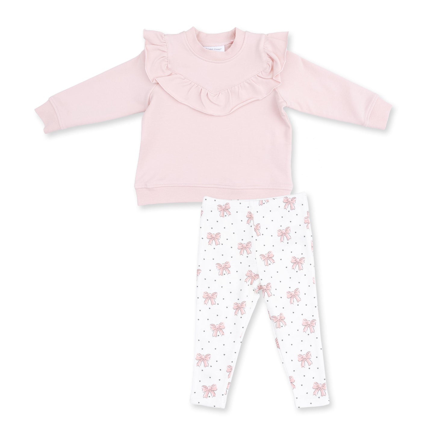 Veiled Pink Bows - V-Ruffle Sweatshirt and Legging
