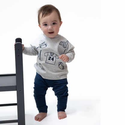 Football Navy - Drop Sleeve Sweatshirt