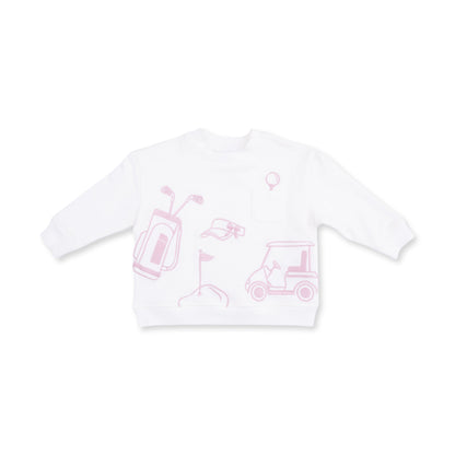 Golf - Drop Sleeve Sweatshirt White and Pink
