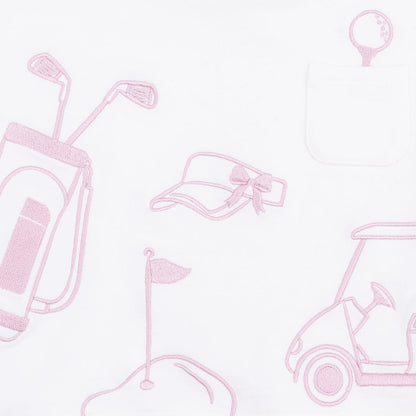 Golf - Drop Sleeve Sweatshirt White and Pink
