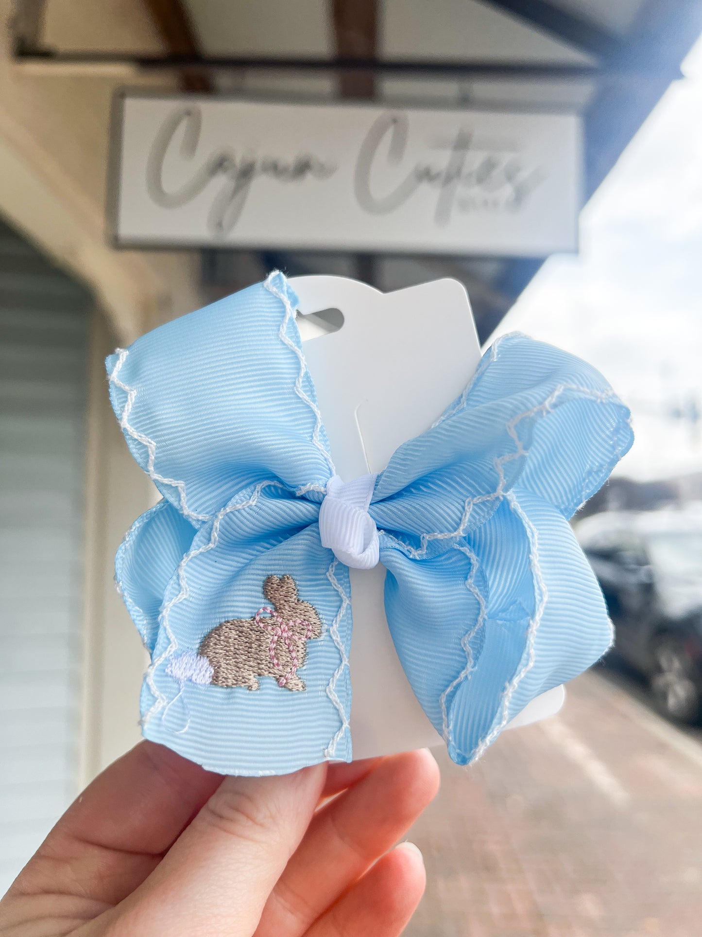 Blue Easter Bunny Bow