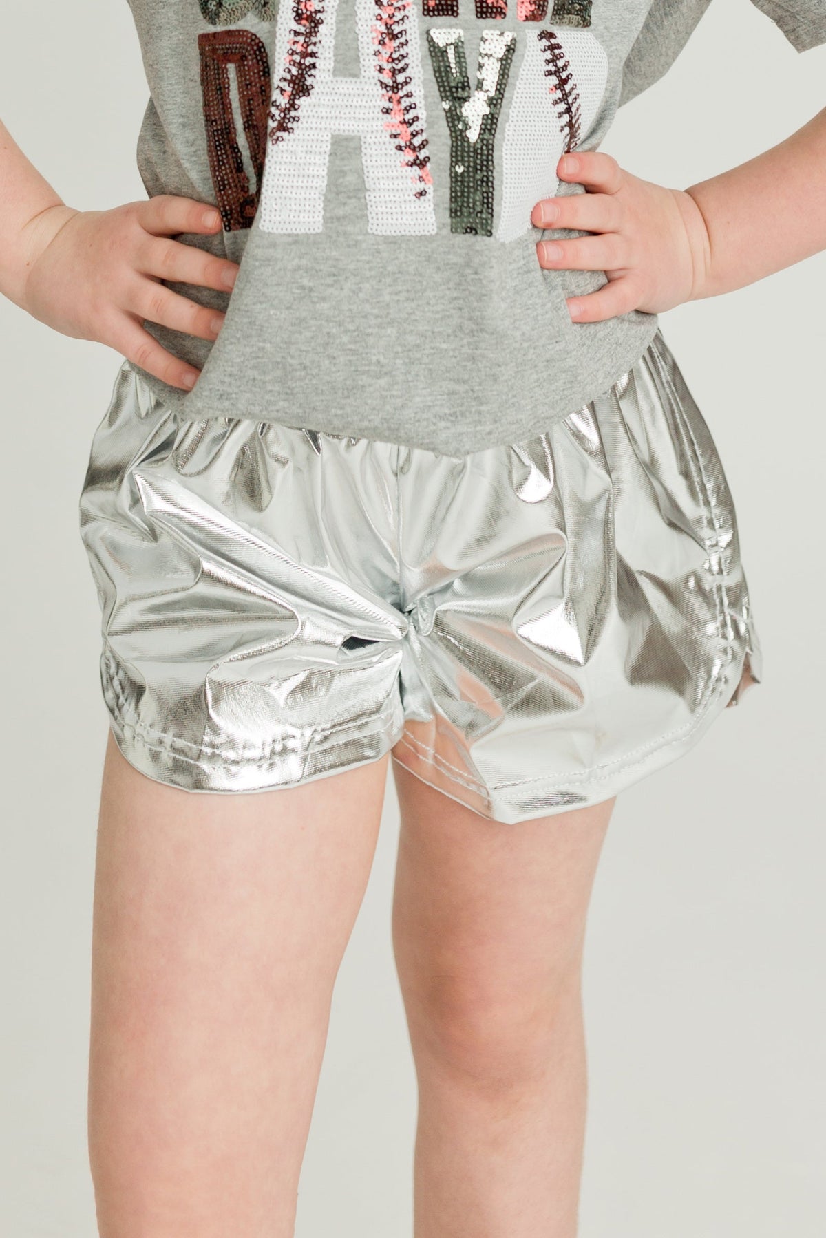 Kids' Metallic Swing Shorts - Silver