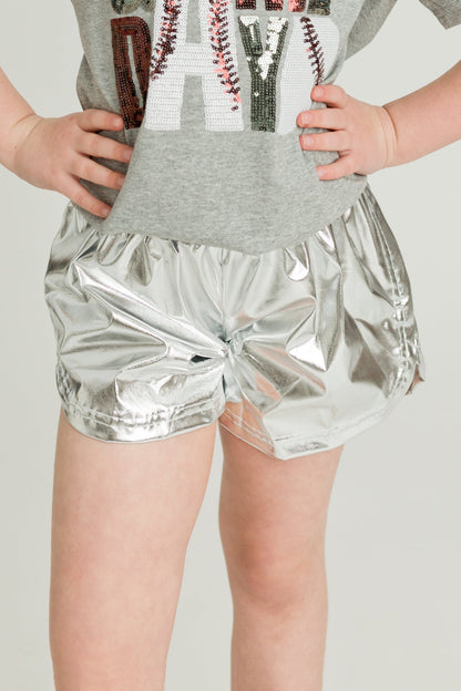 Kids' Metallic Swing Shorts - Silver