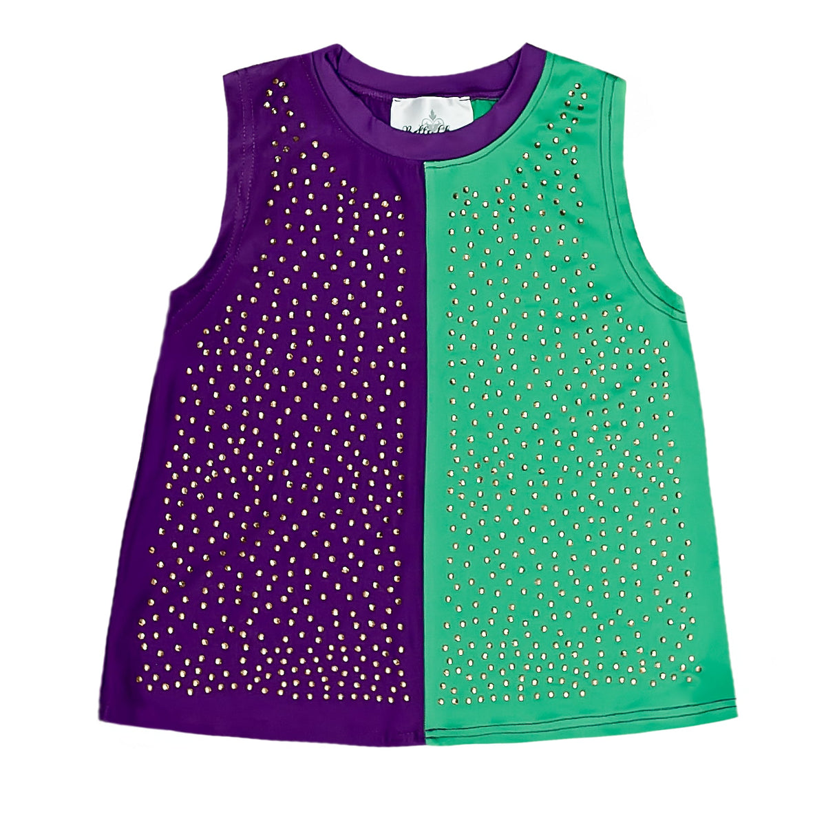 Color Block Athletic Wear with Crystals Top