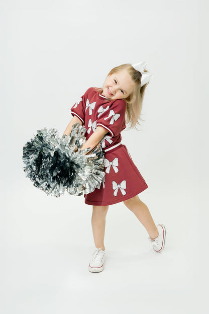 Kids' Bows Skort - Maroon & White