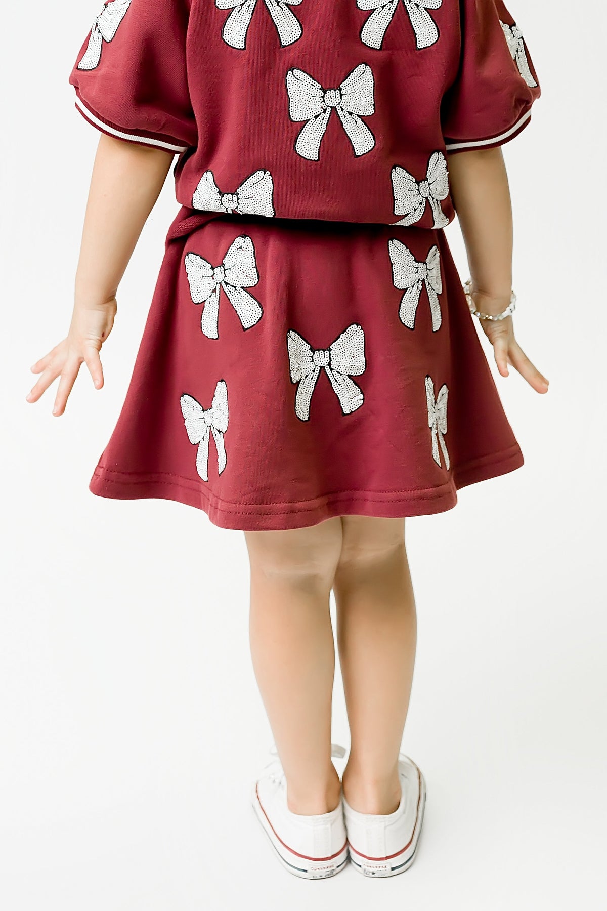 Kids' Bows Skort - Maroon & White