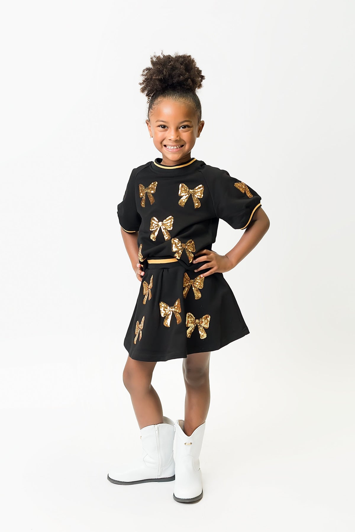 Kids' Bows Skort - Black & Gold