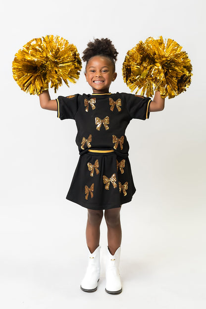 Kids' Bows Skort - Black & Gold