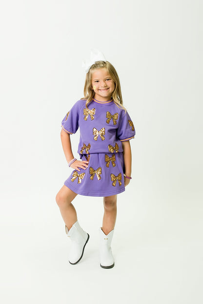 Kids' Bows Skort - Purple & Gold