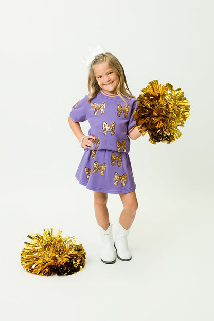 Kids' Bows Skort - Purple & Gold