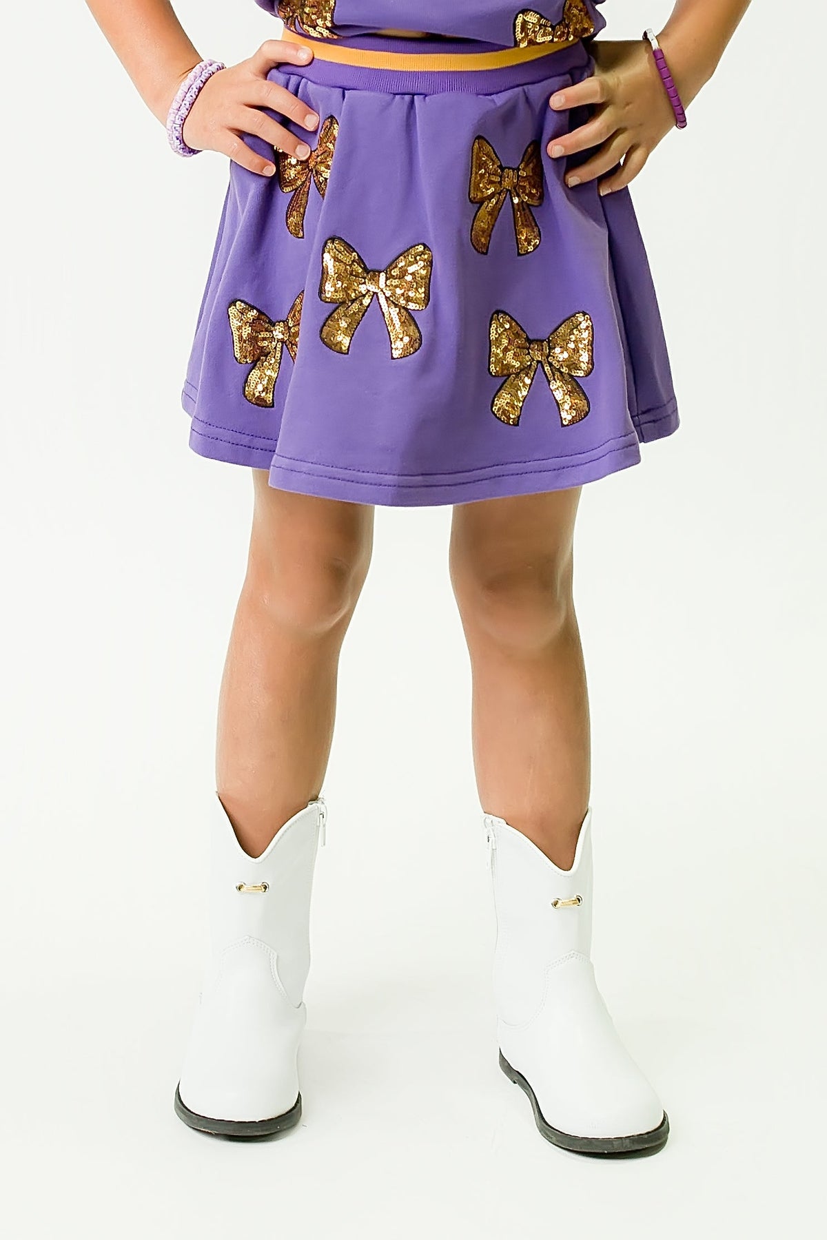 Kids' Bows Skort - Purple & Gold